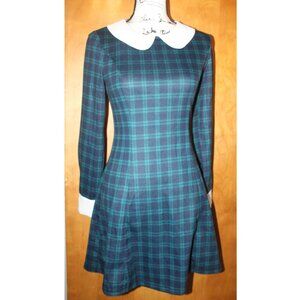 Allegra K Midi Dress Checked School Girl Peter Pan Collar Size XS